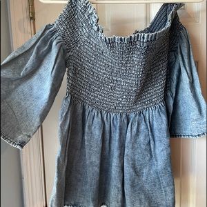 Off Shoulder Jean Shirt